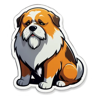  Town bearded dog depressed sticker