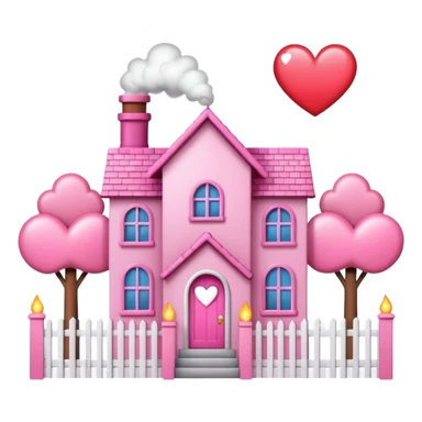 Pretty pink cartoon house a little more realistic like an emoji style sparkly  sticker