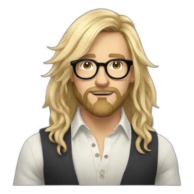 Non binary Big lebowsky blond round glasses chaotic beard long hair drink rhum sticker
