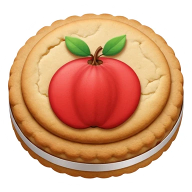 Emoji of a package of quince-flavored cookie-type biscuits, with some round biscuits and the red center visible. sticker