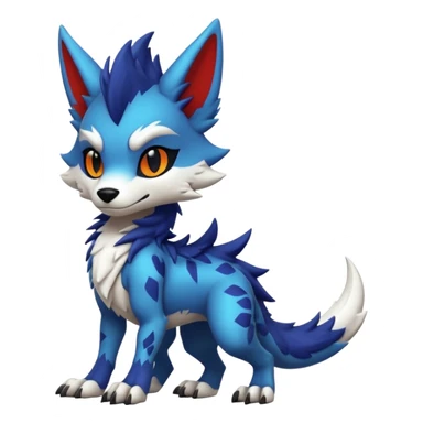 Cool Hot randomly-colored chibi furry anthropomorphic fantasy-Fakémon-Sergal-Canine-creature with edgy markings (full body) sticker