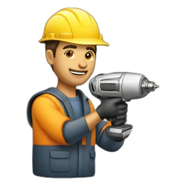 a man with drill machine sticker