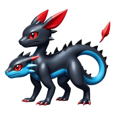 Cute Shiny Guilmon-Salandit-Umbreon-Fakémon-hybrid-creature (full body)  sticker