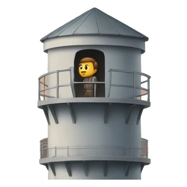 Person looking out from a watchtower  sticker