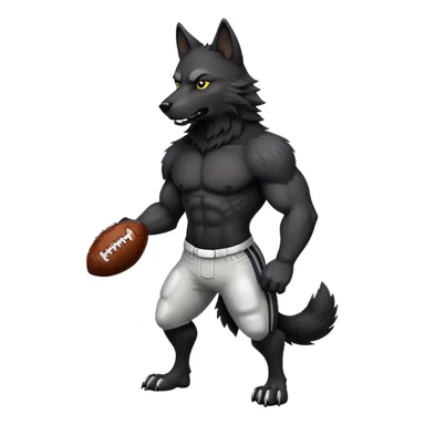 black wolf with a football sticker