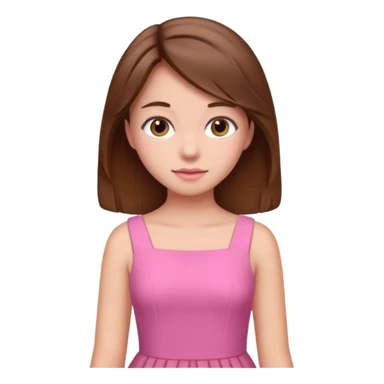 a girl with brown hair wearing a pink dress sticker