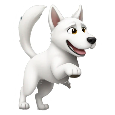 White husky hitting a wall sticker