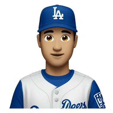 30 year old Japanese man with Dodgers cap sticker