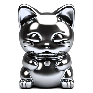 Full chrome plated solid color uncluttered maneki neko 3d sticker