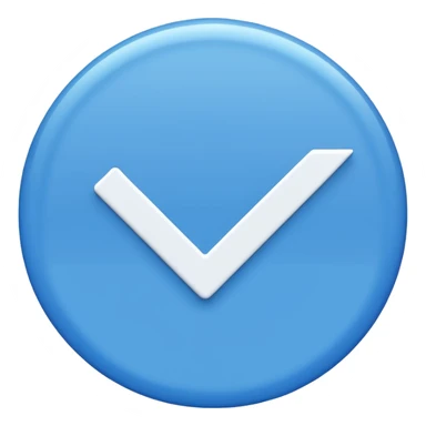 Blue circle with irregularities on it on it is boundaries and it should have a white tick no face sticker