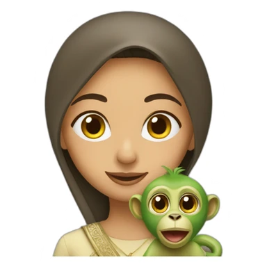 Arab girl with a green monkey sticker
