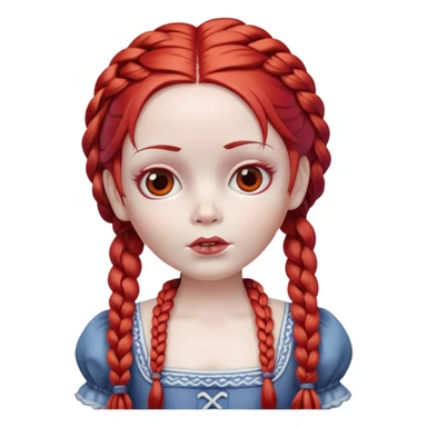 Scary doll with red hair in braids sticker
