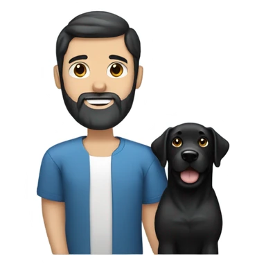 beard man black hair blue eyes holding black Labrador  sticker