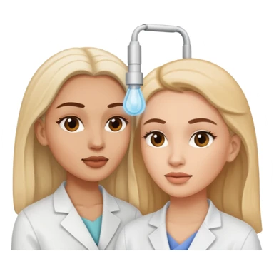 One set of Hands of A woman looking on another woman’s skin on face during facial treatment  sticker