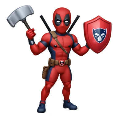 Deadpool with the New England patriots uniform sticker