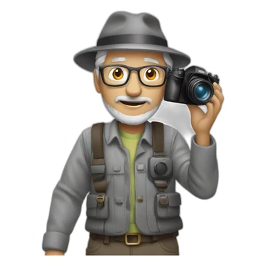 photographer, old, grey, action sticker