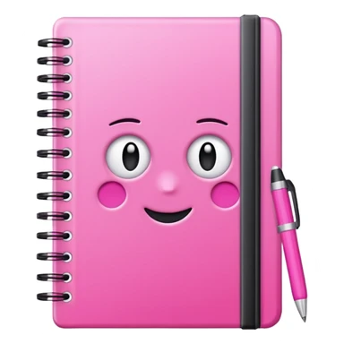Pink notebook with pink pen sticker