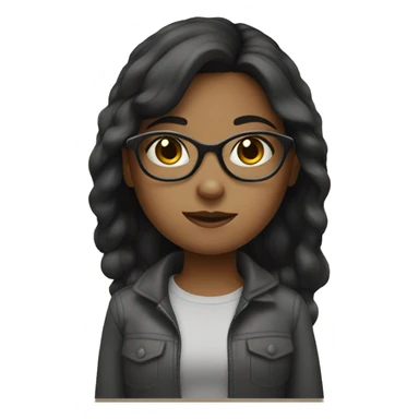 A girl with glasses and got wawy dark hair sticker