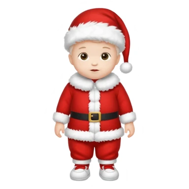 a standing baby wearing santa clothes and cute fluffy shoes sticker