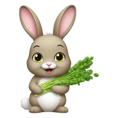 Bunny holding peas sticker