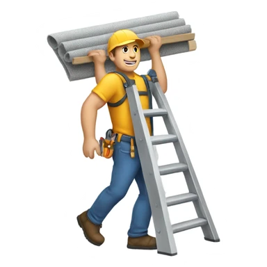 Roofer carrying ladder sticker
