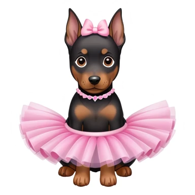 Doberman puppy wearing a tutu sticker