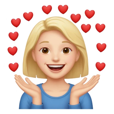 Lachend mit vielen Herzen sticker