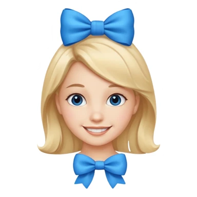 girl tied with blue bow sticker