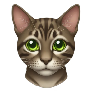 Dunkelbraun getigerte Katze mit grünen Augen sticker
