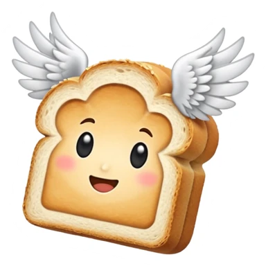 slice of bread with small white wings flying in the air sticker
