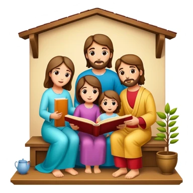 Devotional Christ with family in house reading sticker