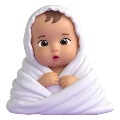 lightly tanned baby swaddled in a white blanket sticker