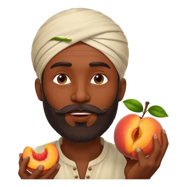 Indian man with a beard eating a juicy peach sticker