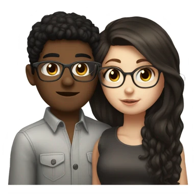 White boy black hair glasses kissing white girl brown hair brown eyes sticker