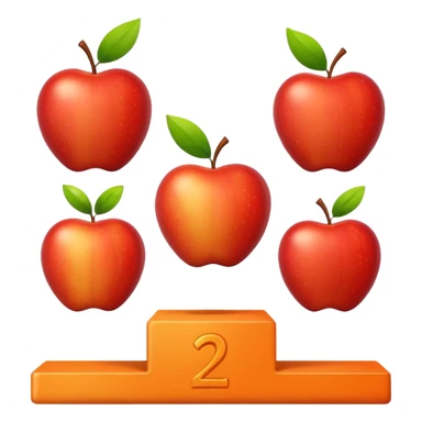 medal podium where 2nd and 3rd place are apples and 1st place is an orange sticker