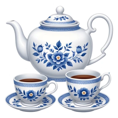 teapot and teacups on a table sticker
