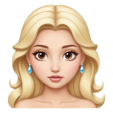 blonde model with brown eyes, luxury makeup, disney princess sticker