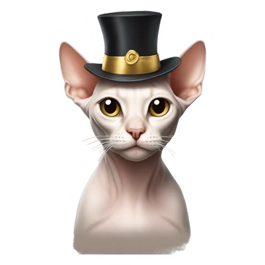 The Sphinx cat in a New Year's hat sticker