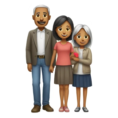 Family with 60 years father, mother 40 years, girl 9 years  sticker