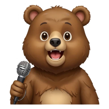 a bear singing into mic sticker