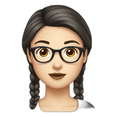 Girl dark hair chignon glasses akita sticker