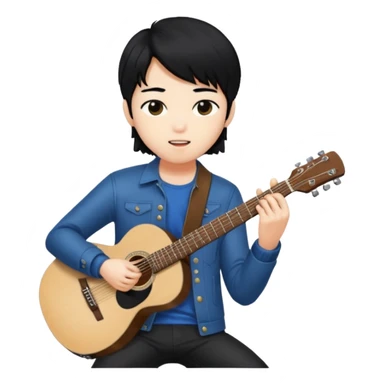a kpop idol plying a guitar sticker