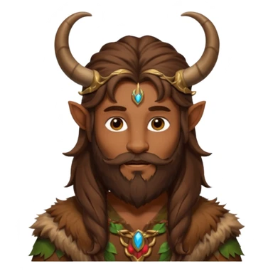 Pan, God of the Wild from Gods and Goddesses with long brown hair and beard, brown fur outfit and horn sticker