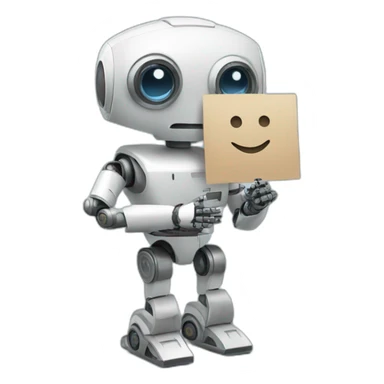 ai robot holding a sign sticker