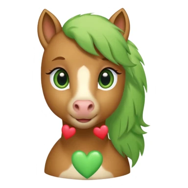 light brown pony with green eyes in love surrounded by heart sticker
