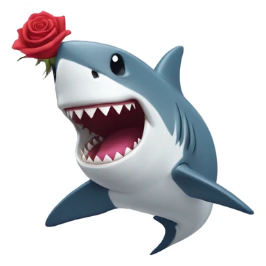 Flirty shark with rose in its mouth sticker