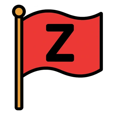 the letter Z on a waving red flag, simple and modern style sticker