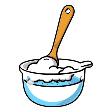 baking powder in measuring spoon with flour dust cloud sticker