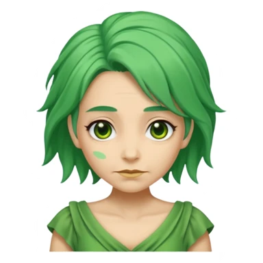 green dress old character, green hair. sticker