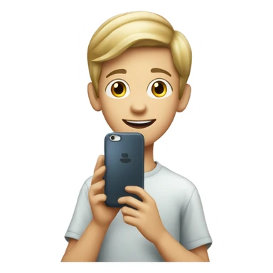 11 year old caucasian boy holding a smartphone sticker